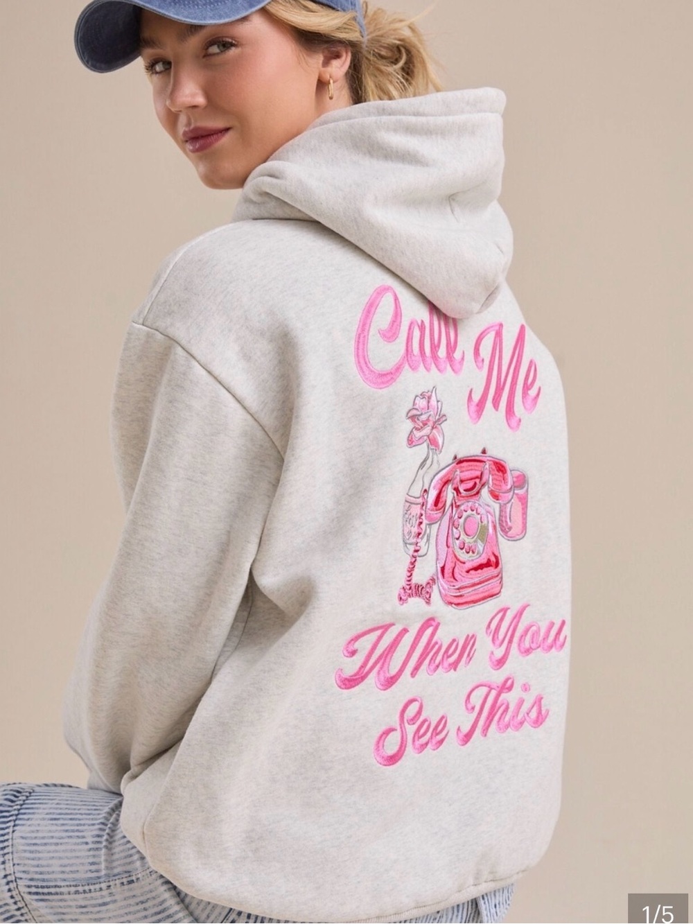 Altar'd State oversized hoodie featuring "Call Me When You See This" embroidery